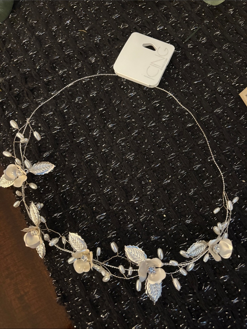 Icing Silver and Pearl Floral Vine Headband